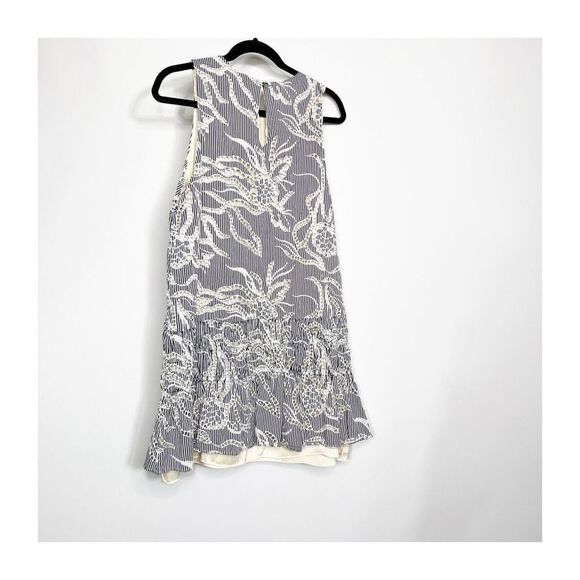 Waverly Grey Dress Carolyn Shift Blue & White Printed Embroidery Cut Outs Large - Picture 5 of 8